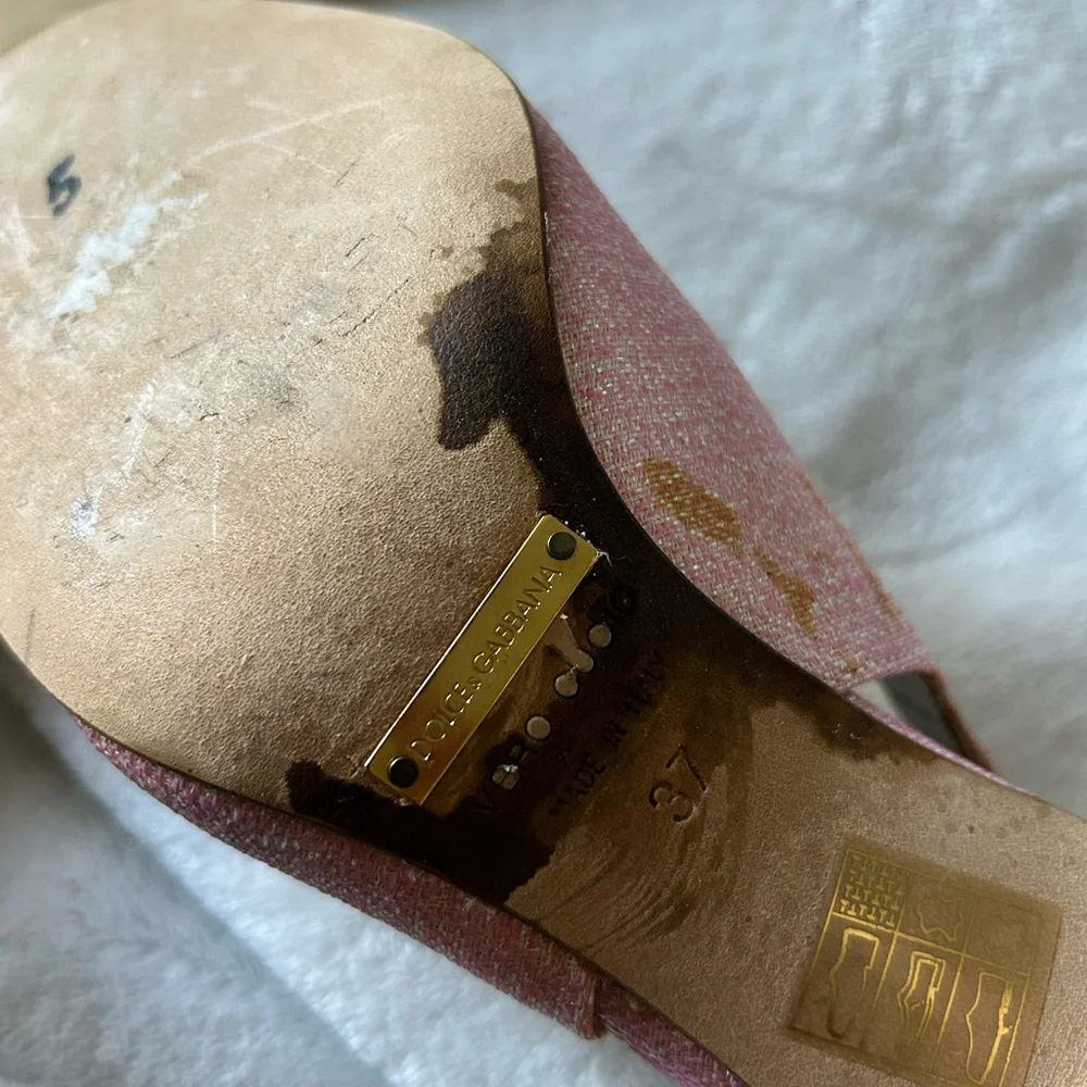 Dolce & Gabbana sling back Pink Glitter Heels - Picture 8 of 10